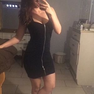 Sexy black zip up  club dress